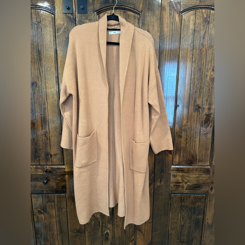 Mango Women's Camel Open Front Cardigan